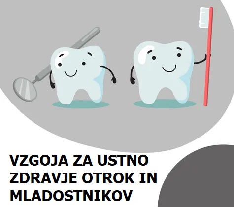 Ilustracija zobka in zobne ščetke, program vzgoja za ustno zdravje otrok in mladostnikov