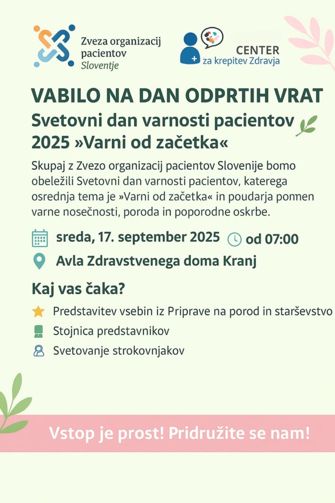 vabilo na dan odprtih vrat v ZD Kranj