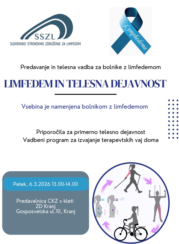 vabilo na predavanje in telesno vadbo za bolnike z limfedemom